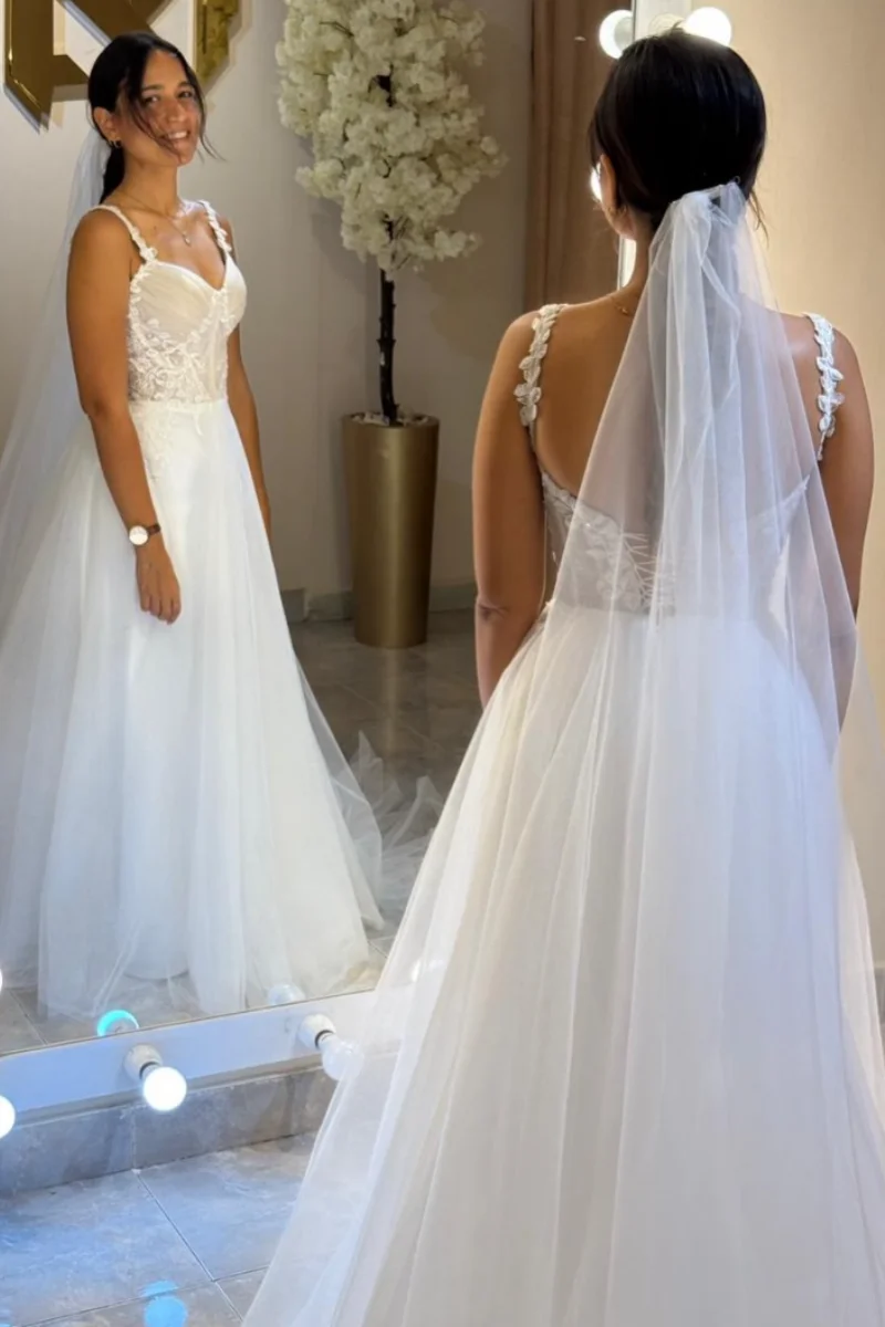 Jessica Sweet White Evening Dresses Lace Embroidery Tulle Prom Dresses A-line Corset Party Dresses Vestidos De Gala