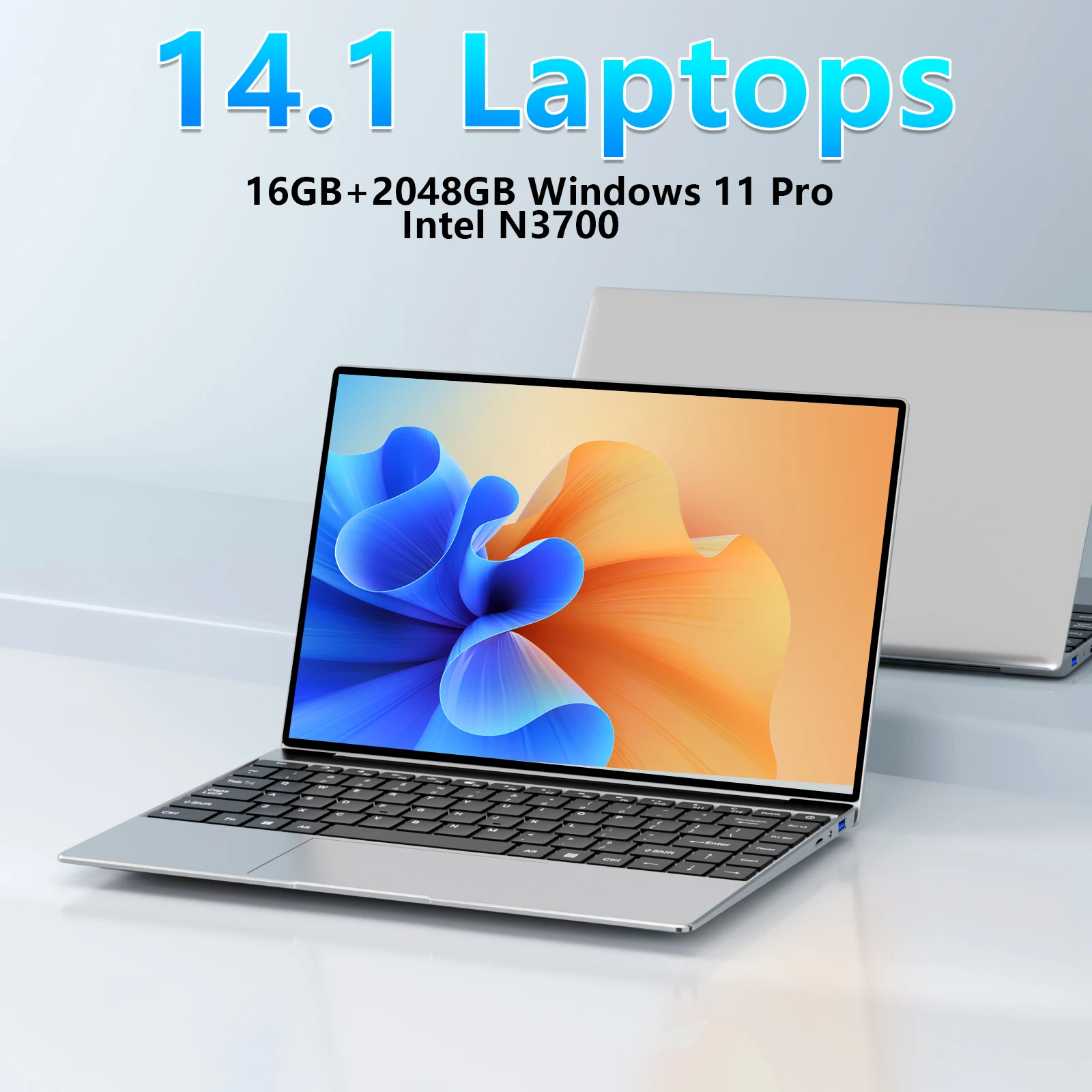 Windows 11 Ultra Slim Laptop 14.1 Inch Intel N3700 DDR4 16GB RAM M.2 1024GB SSD 1920*1080 Display Office Notebook