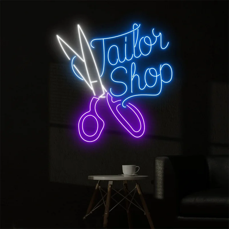 Tanda Led Neon toko penjahit, tanda Neon kustom, dekorasi belanja mode, dekorasi dinding butik pakaian, seni dinding toko pakaian