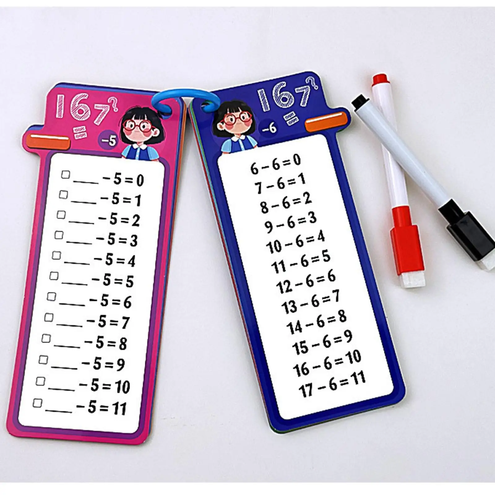 15Pcs/set Math Addition Subtraction Multiplication Division Card Reusable Practice Card for Kids Learning Early Education Toy
