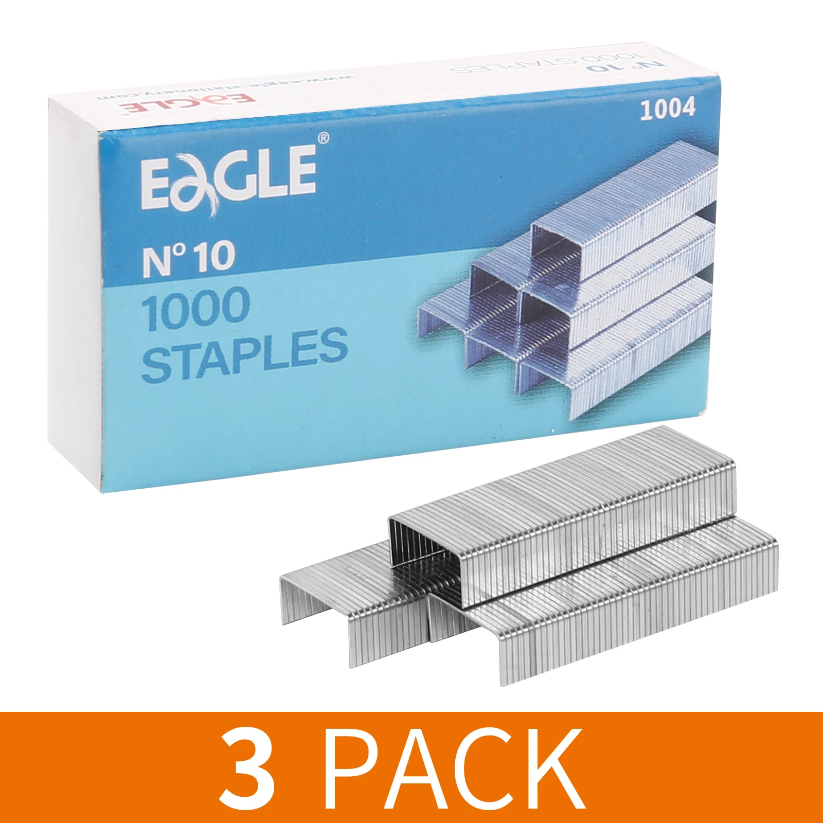 3-Box Bulk Pack Eagle No 10 Staples,3000 Pieces Total, 1000 Pcs per Box, Office and School Binding Accessories