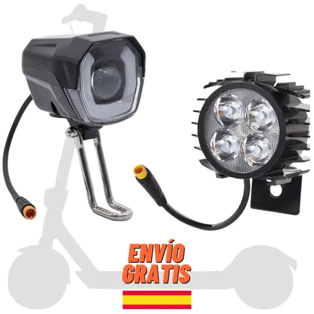 ✅Front Led Headlight Light with Horn Electric Scooter Smartgyro Speedway / Rockway / Crossover / Zwheel Zrino / Bicicleta / Universal 12-80V - Skateboard, Spare Parts, 3-Pin Male Connector