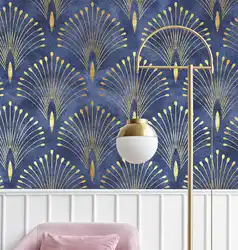 Dark Blue glitter Effect Art Deco Self Adhesive Wallpaper,Removable Vintage Luxury Wall Decor, Peel and Stick Wall Paper