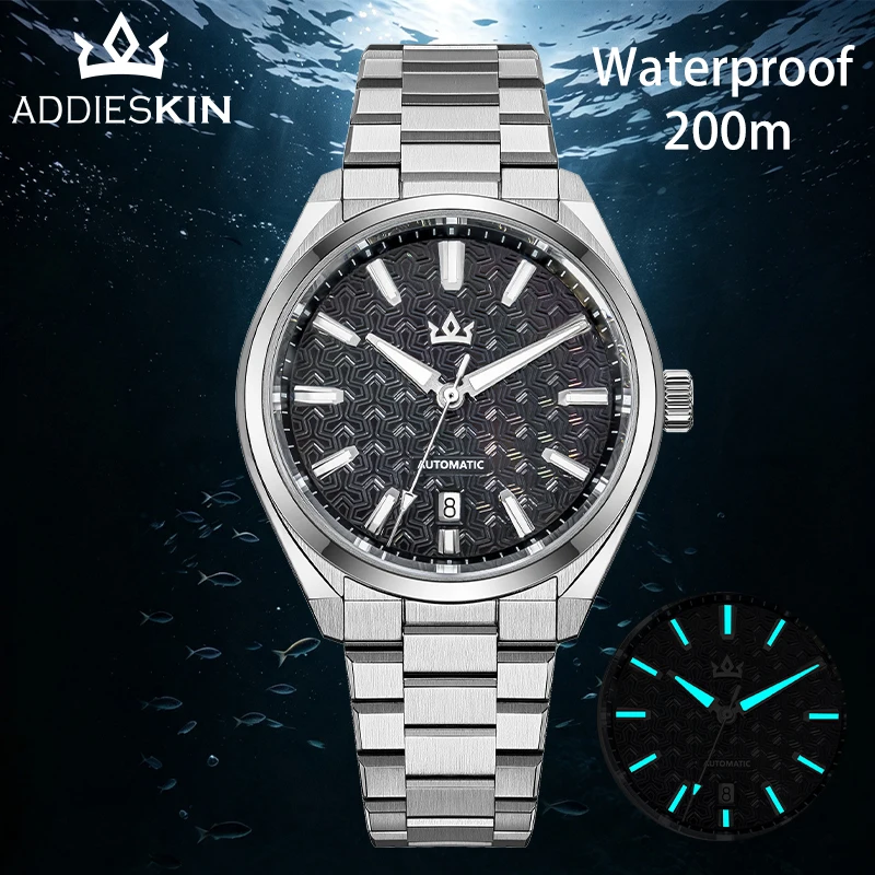 ADDIESKIN K014 Men's Automatic Mechanical Watch ST2130 ETA 2824 Compatible Size Cameo Shell Dial Sapphire Crystal 200M Water