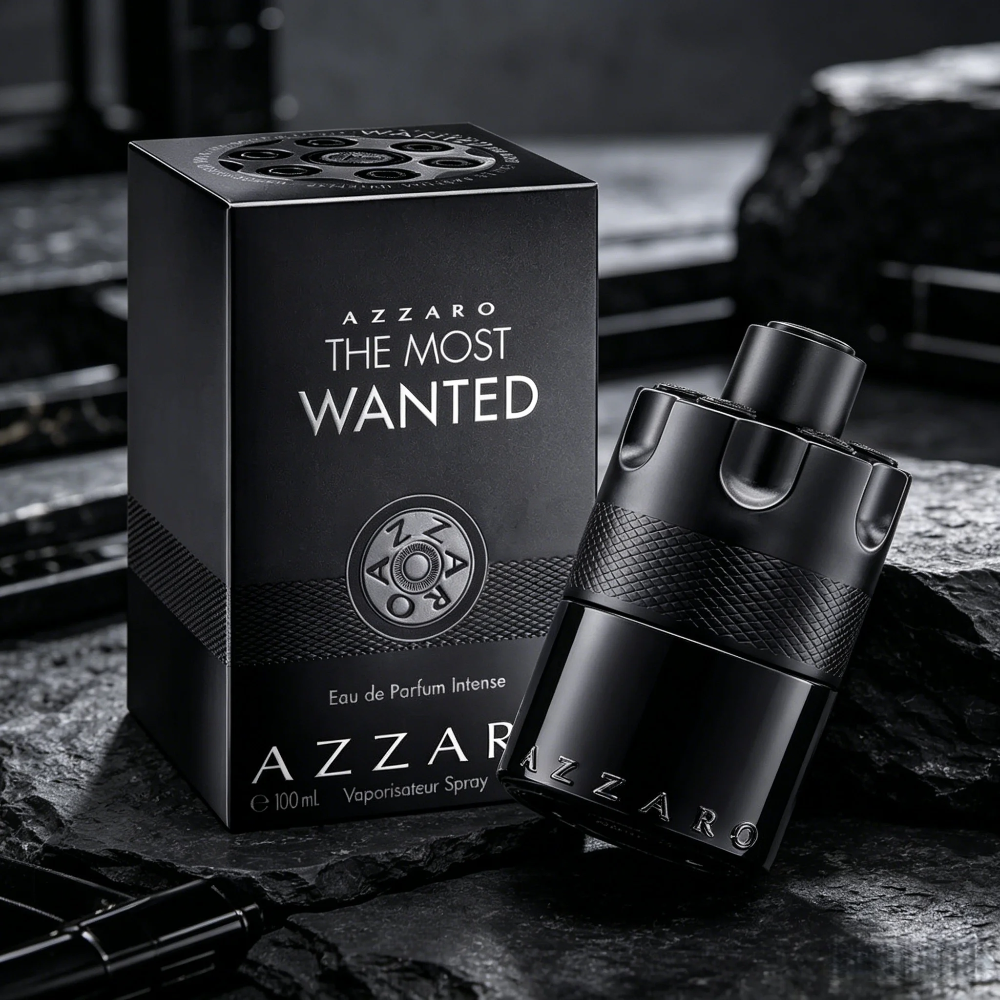 Azzaro The Most Wanted Intense Men Eau de Parfum Rich Caramel Vanilla Woody Gourmand Scent Matte Black Revolver Bottle Extra Long Lasting Magnetic Masculine Perfume Luxury Holiday Birthday Gift for Him view 4