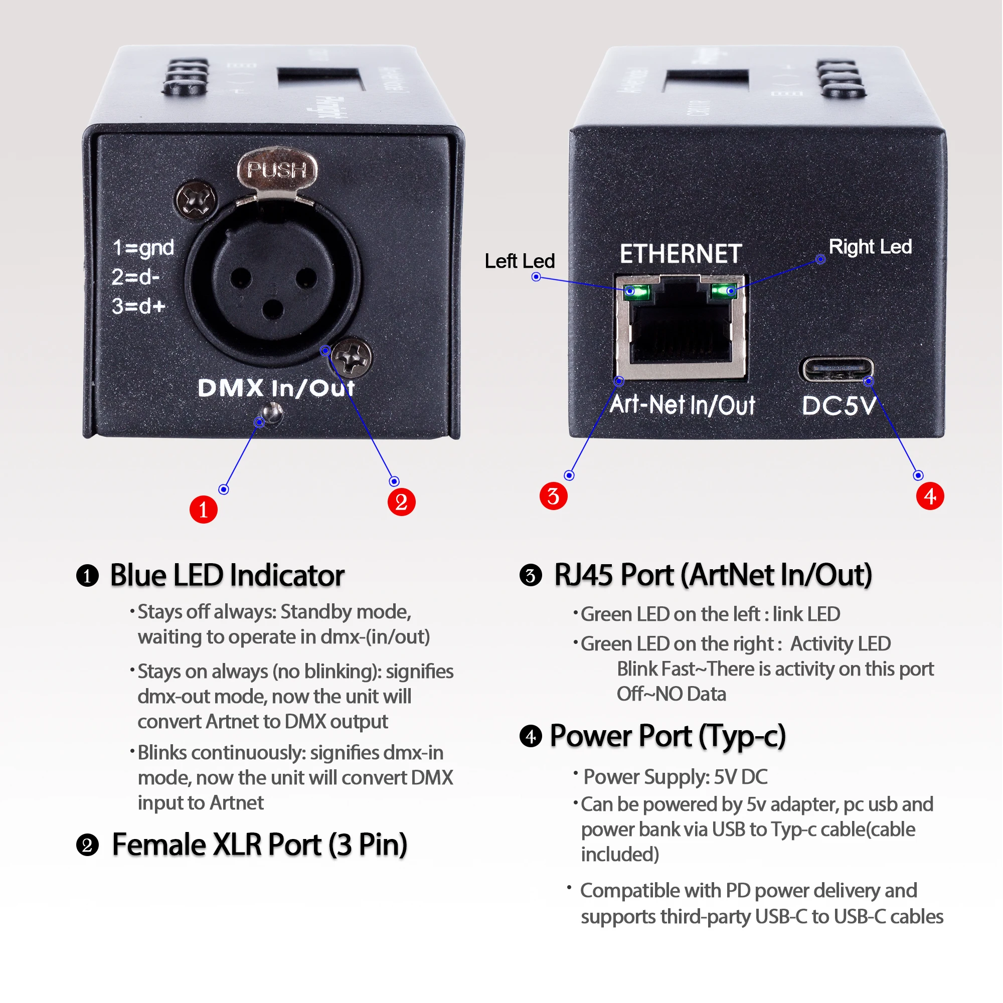 Pknight-وحدة تحكم إضاءة إيثرنت ثنائية الاتجاه ArtNet DMX ، عالم واحد ، واجهة #3