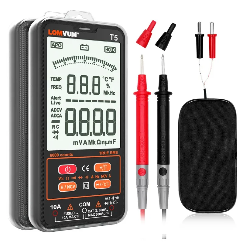 LOMVUM-Multímetro Digital Inteligente de Alta Precisão, True RMS, NCV, Lanterna Auto Ranging, 6000 Contagens