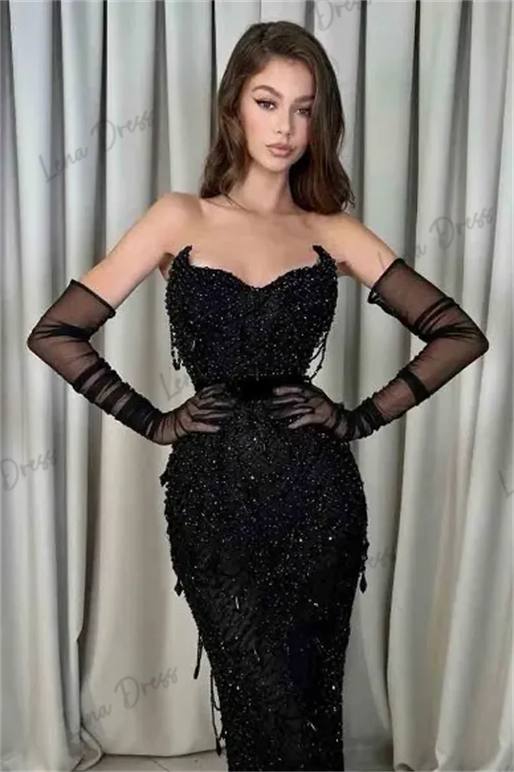 Fish Tail Evening Dresses for Special Occasions Black Elegant Dresses for Women Wedding Party Dress Lena Sequins Amanda Novias