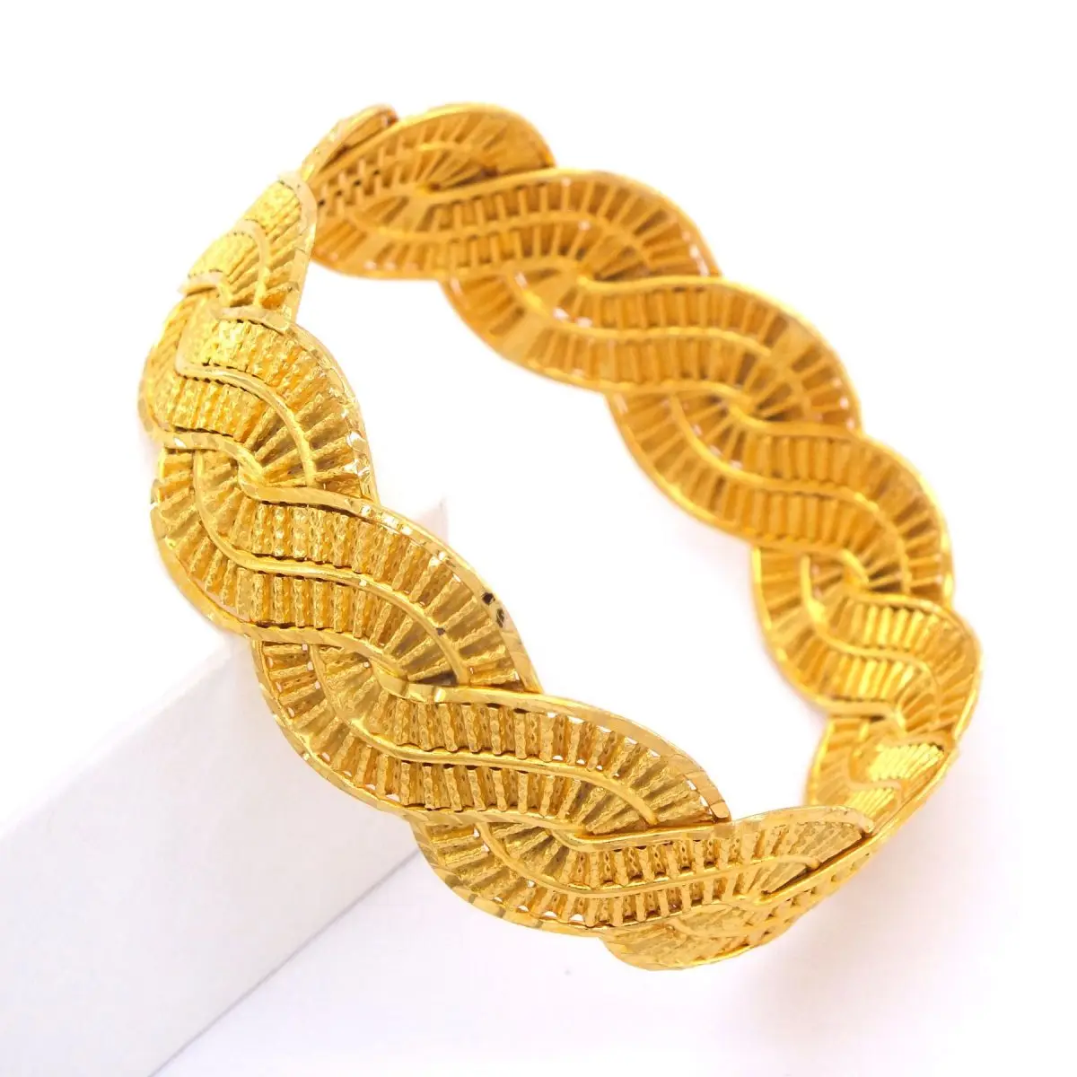 22 Carat 2 CM Women\'s Gold Plated Ladder Model Bracelet Thickness Gem Jewelry Accessory Special Day Gift Turkish Handmade Fine