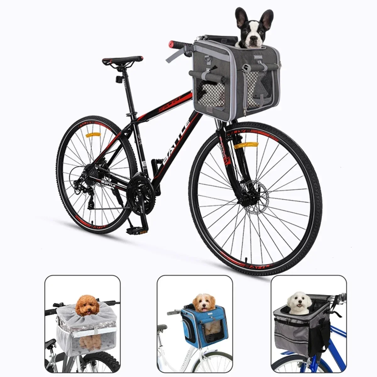 AliExpress fuled Dog Bike Basket, Small Medium Pets Dog Basket For With Breathable Mesh, Removable Bicycle Basket Front Handlebar Bicycle Basket