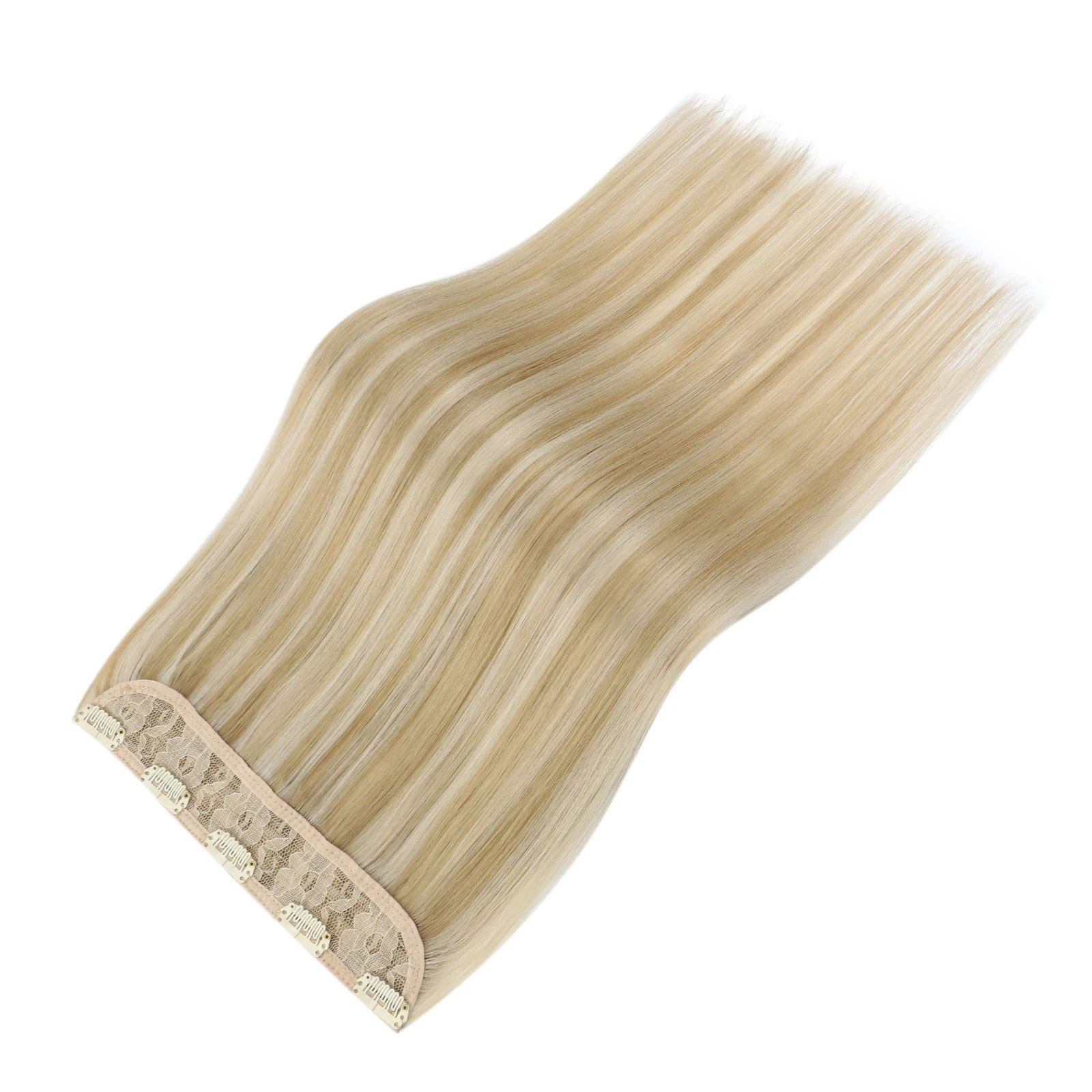 Ugeat Clip In Hair Extensions Human Hair Highlight Pure Color 70G Full Head 1Pcs  for Salon Samples