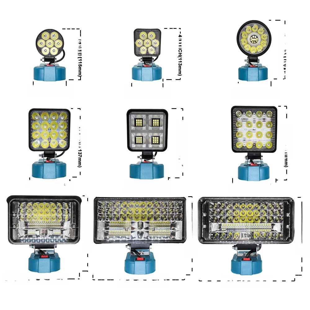 PATUOPRO LED ręczna lampa robocza Jobsite przenośny bezprzewodowy reflektor latarka akumulatorowa do baterii Makita 18 V (bez baterii) — zdjęcie 2