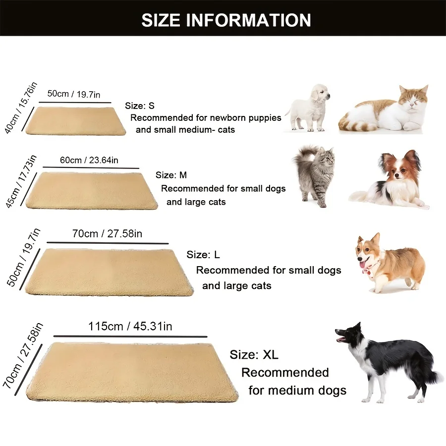 Cozy Self Heating Pet Pads Pet Blanket Puppy Pad Washable Pad Warm Cushion Mat with Thermal Body Heat Reflecting Core Pad