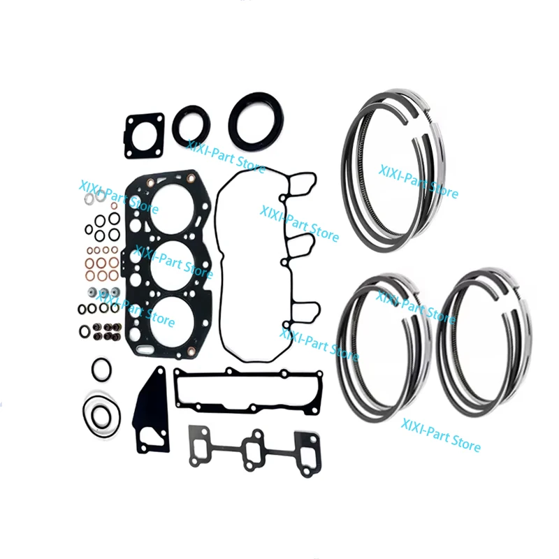

3TNV76 Full Gasket Kit Set+Piston Ring 76*1.5HK+1.5+3mm For Yanmar Engine Cylinder Head Gasket Overhaul Rebuild Kit