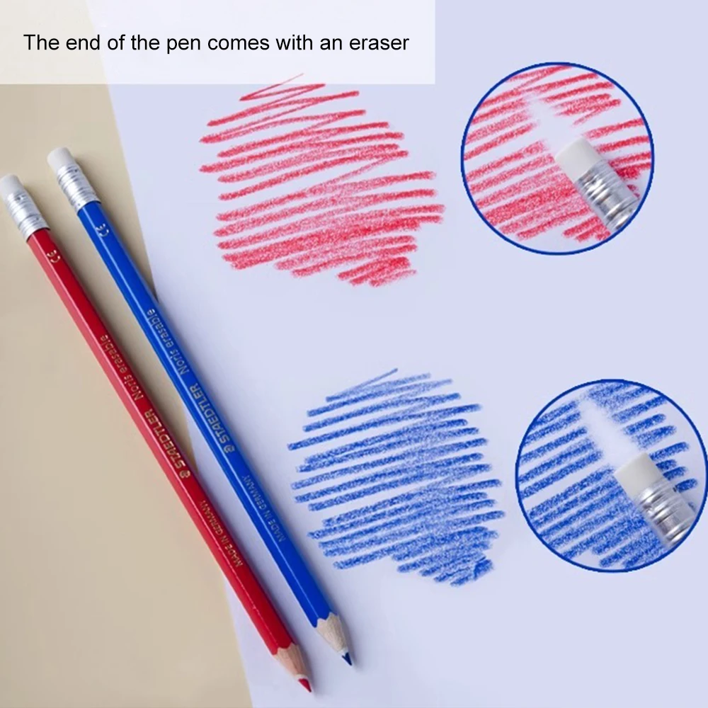 6/12pcs STAEDTLER Color Pencils Professional Drawing Anime Design 14450 Erasable Red Blue Anti Broken Lead School Art Supplies view 2