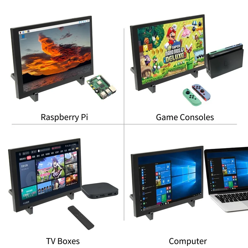 Imagem -04 - Monitor Lcd para Raspberry pi 4b Ps4 tv Box Switch Ips Touch Screen Compatível com Hdmi Usb 1280x800 101 Polegadas