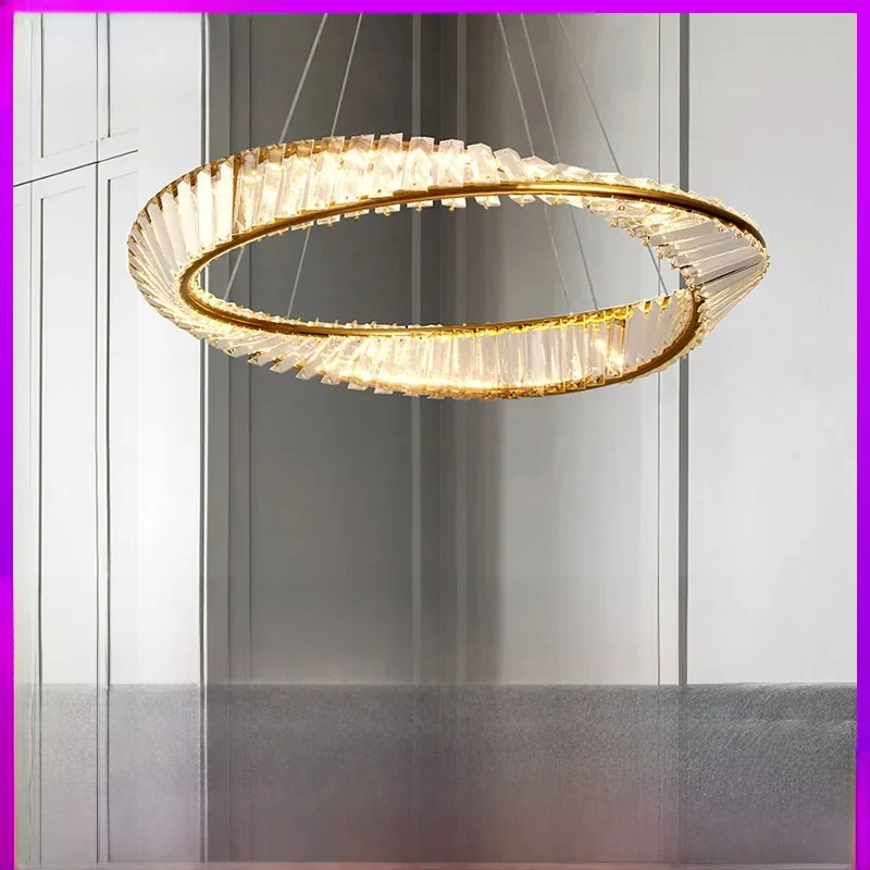 Moderne hanglamp kristallen led-plafondlamp gouden kroonluchter Möbius stripglans luxe woonkamer eetkamer home decor armatuur - afbeelding 2