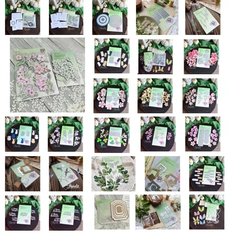 Cerise verger lettres chiffres Puzzle fleur de pomme fleurs matrices de découpe en métal timbres en Silicone Scrapbooking pochoir Album Photo