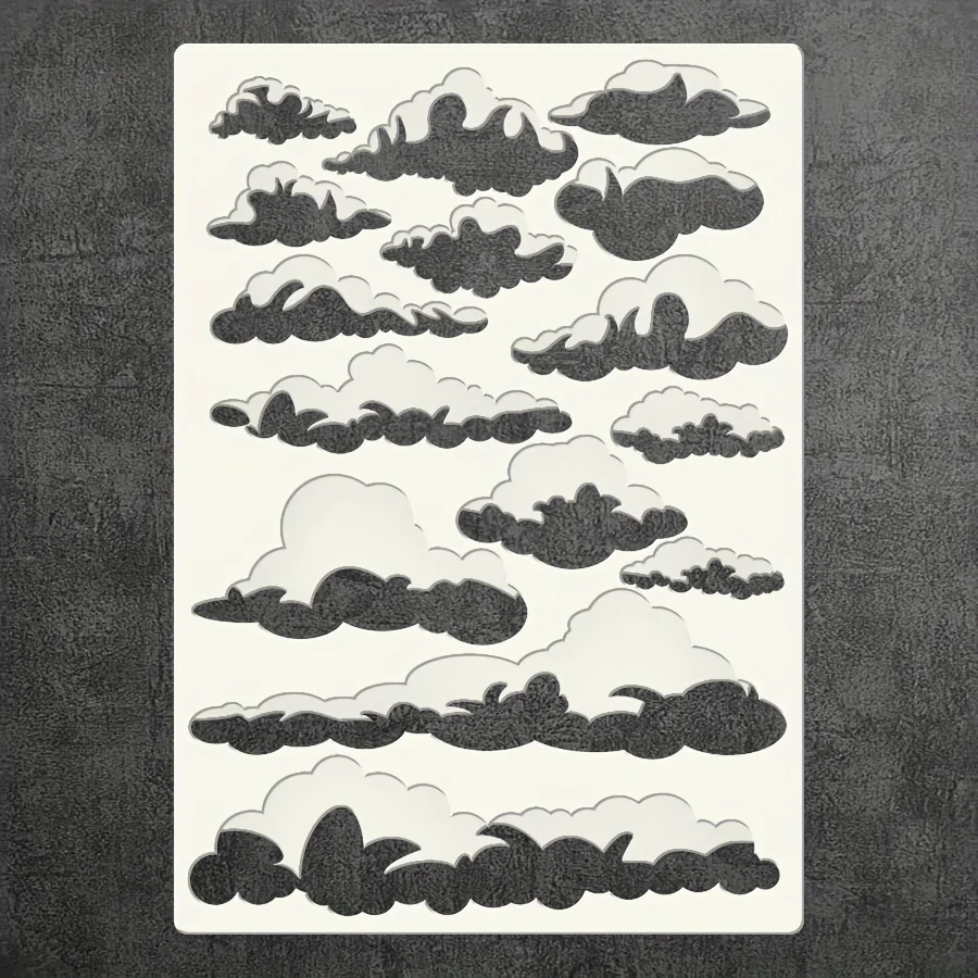 2PCS 8.27*11.69inch Cloud Stencils for Wall Floor Fabric Furniture DIY Painting-Reusable A4 PET Templates for Drawing Layered S