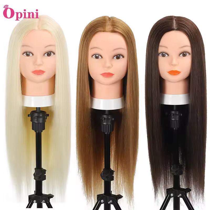Mannequin Head with 80% Real Human Hair 26''-28"Cosmetology Mannequin Doll Head For Hairdresser Practice Braiding Head