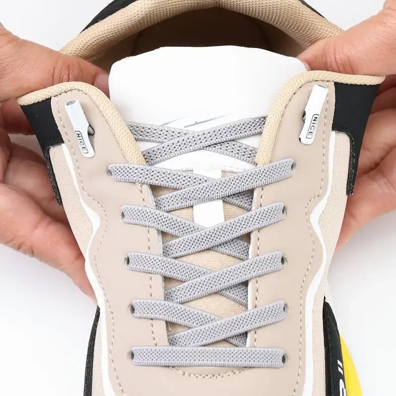 Lacets de chaussures sans cravate, élastiques, baskets plates sans attaches, pour enfants et adultes, bandes de caoutchouc rapides pour chaussures