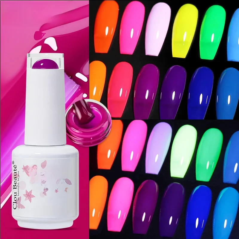 Clou Beaute Gel de Esmalte Sólido, Branco Láctea, Cor Verde Neon, Verniz Soak Off, Nail Art, Semi