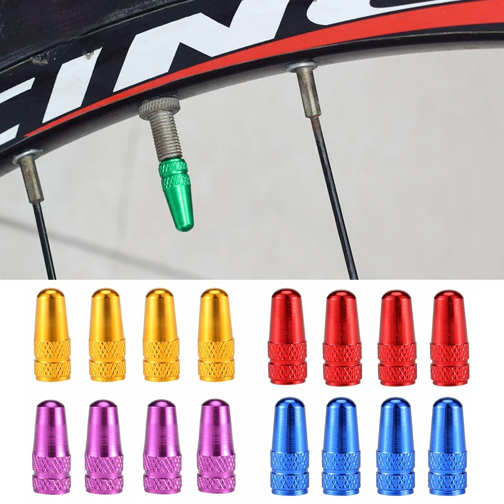 AliExpress AQTQAQ 4Pcs/Set Rainbow Color Bicycle Tire Valve Cap Aluminum Caps for Valves French Valve Cap Presta Bike