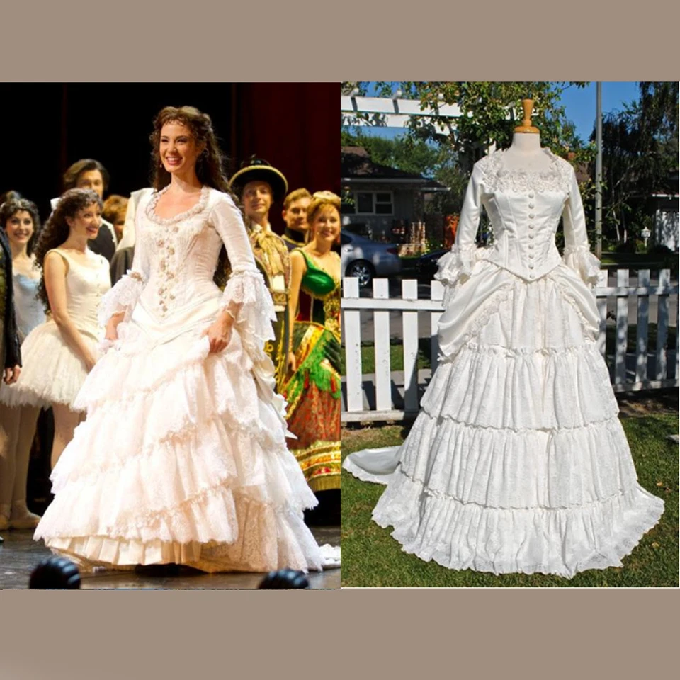Musical The Phantom of The Opera Christine Daae Cosplay costume Victorian White Bridal Dress Musical The Phantom of The Opera Christine Daae Cosplay costume Victorian White Bridal Dress