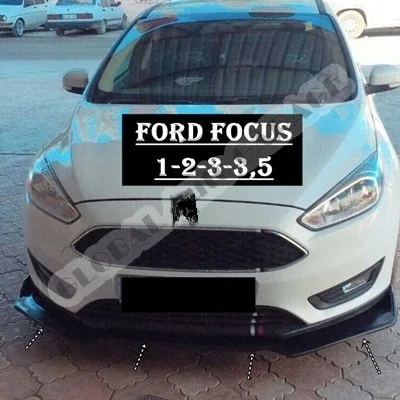 For Ford Focus 1-2-3-3,5 Front Bumper Attachment Lip 2000-2020 Piano Glossy Black Splitter Diffuser Universal Spoiler Bumper