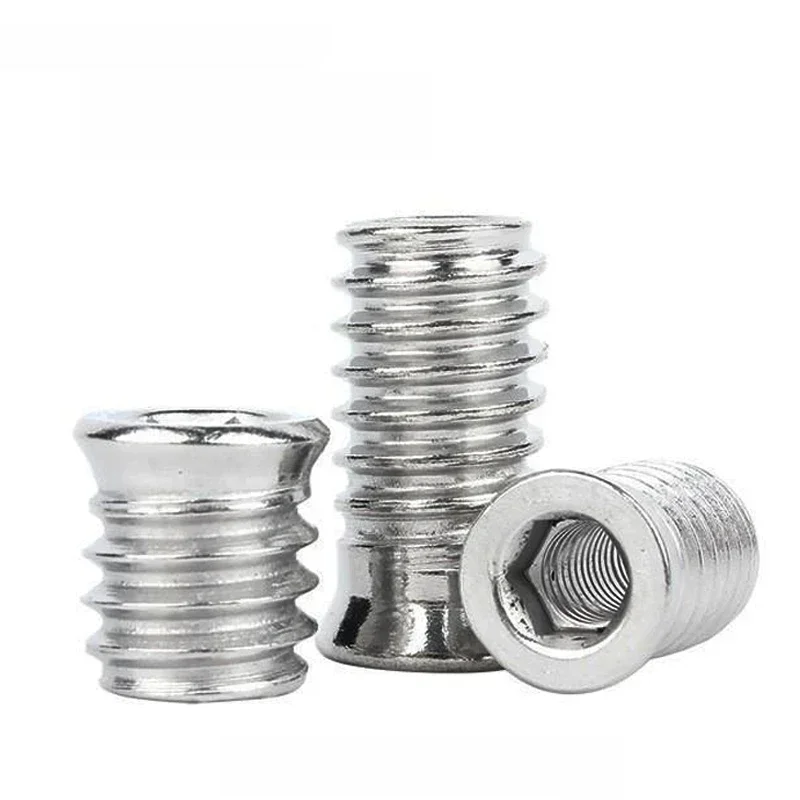 1/ 5 pièces 304 acier inoxydable M3 M4 M5 M6 M8 M10 douille hexagonale écrous d'insertion filetés pour meubles en bois