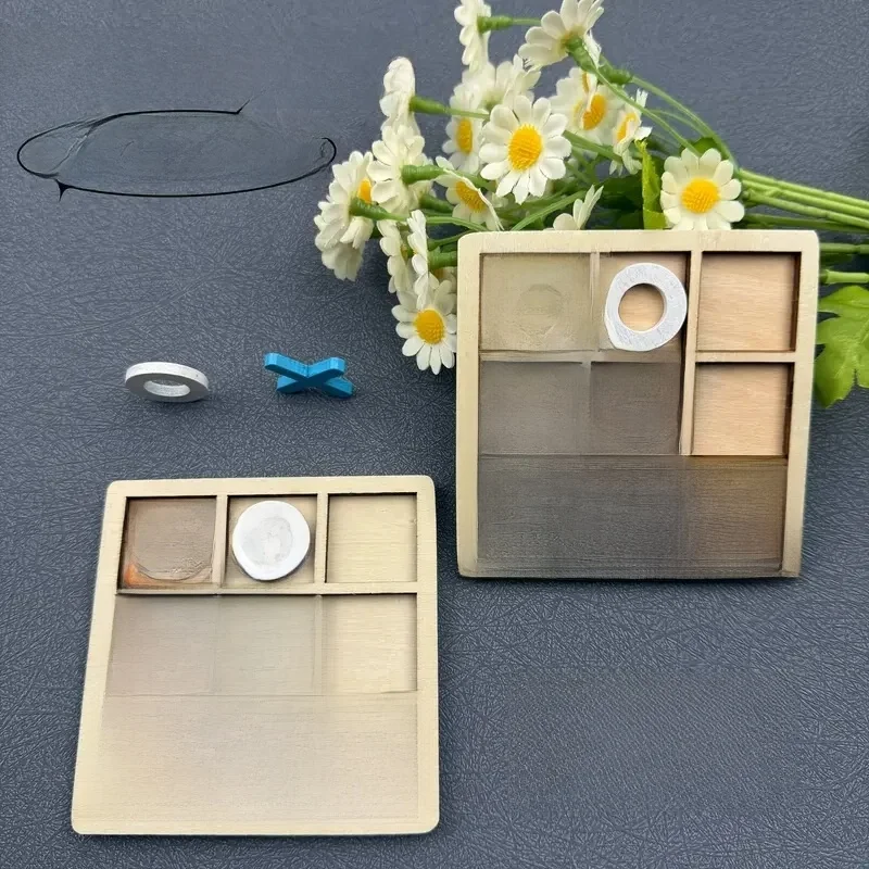 Jeu de puzzle Tic Tac Toe en bois pour deux joueurs, jeu de société interactif de logique et de stratégie, fête de famille, anniversaire, cadeau pour garçons et filles