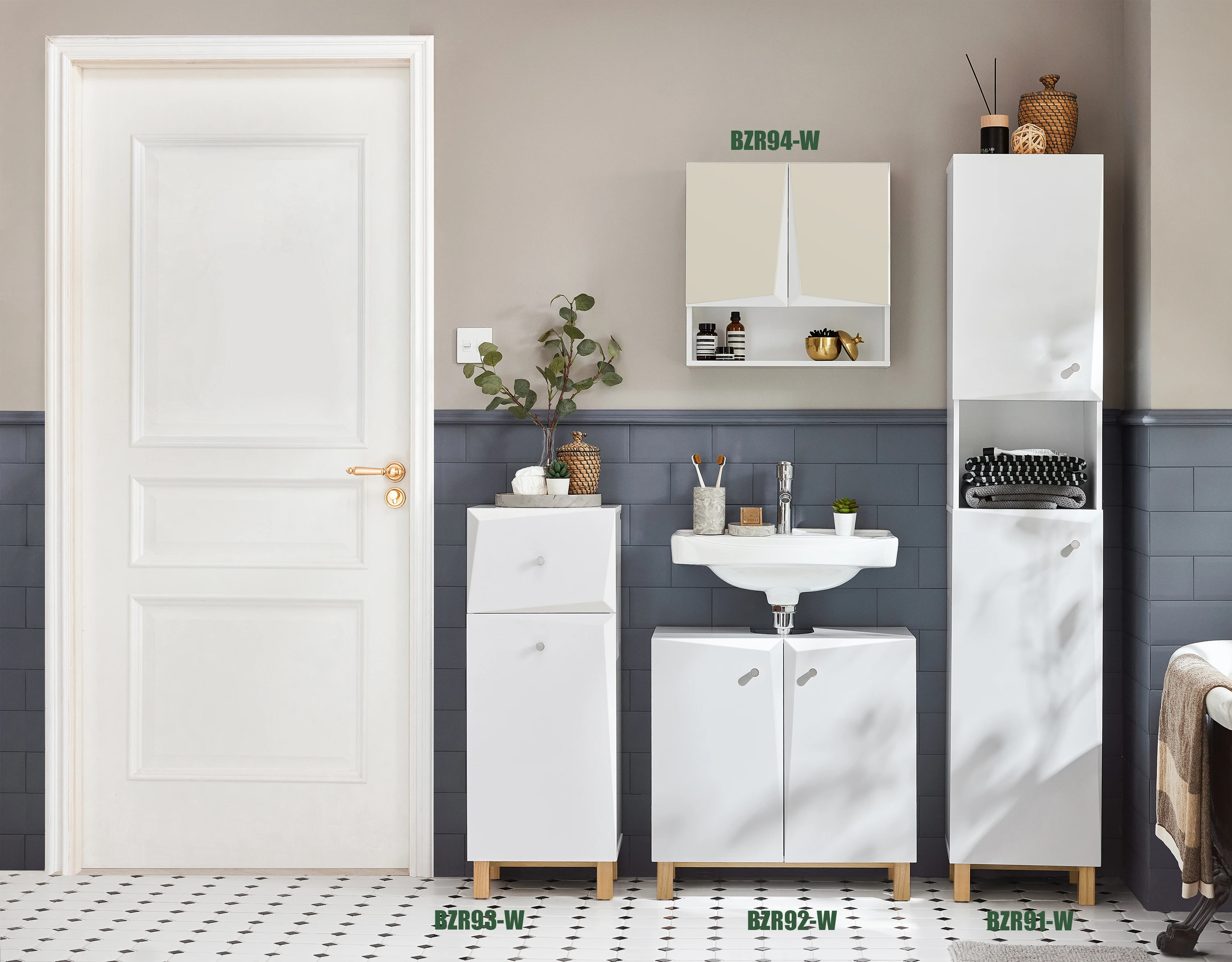 SoBuy BZR92-W Waschbeckenunterschrank Badezimmer Schrank Unterschrank Waschtisch Badezimmermöbel Weiß BHT ca: 60x60x30c – Detail 1