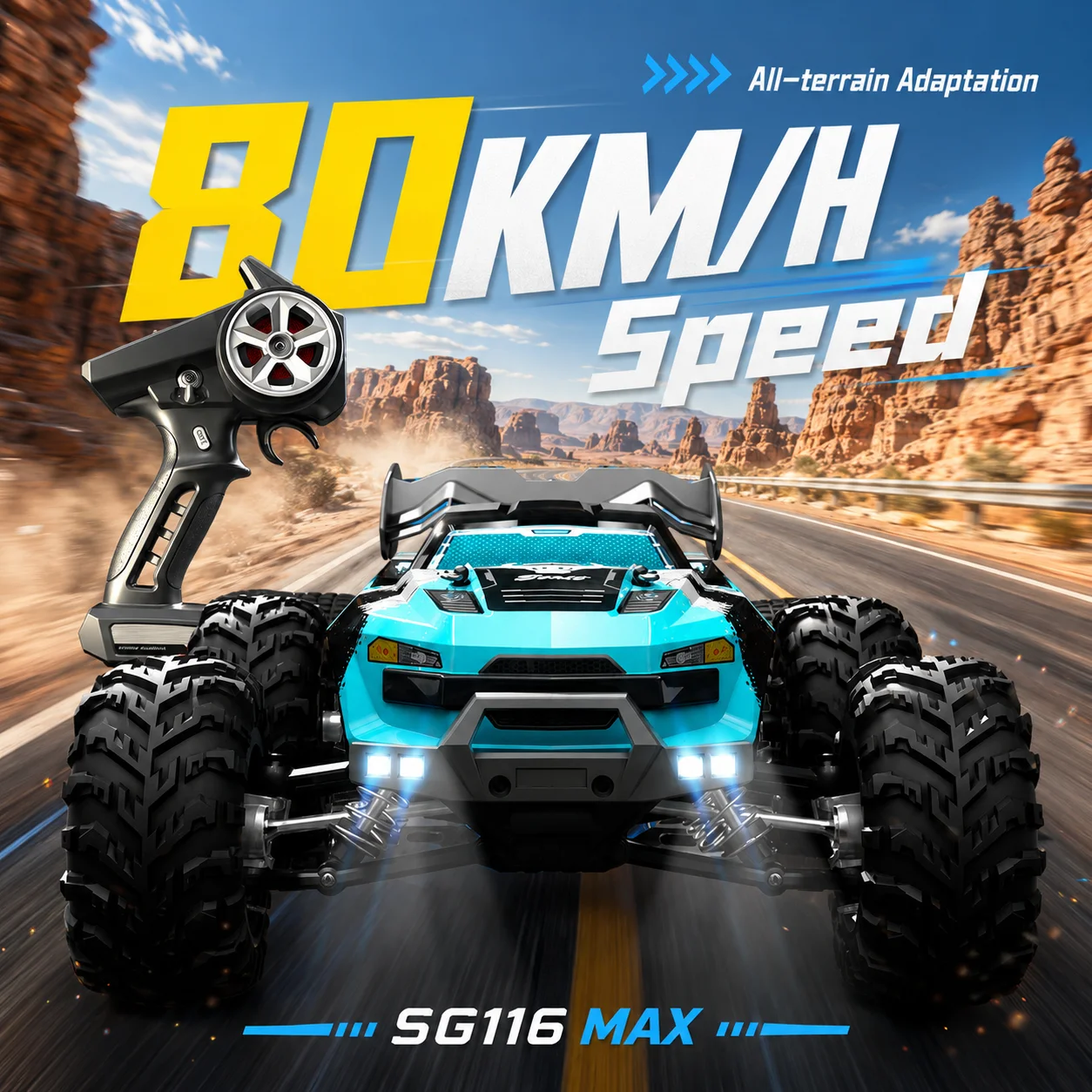 Image of ZNLYRION SG116MAX PRO 4WD RC Auto 1:16 Bürstenloser 80KM/H Hochgeschwindigkeits-Offroad-Monstertruck 2,4GHz Ferngesteuertes Auto mit LED-Licht für Kinder und Erwachsene