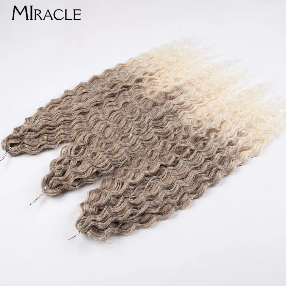 MIRACLE 24'' Synthetic Curly Hair Twist Braid Hair Extensions Braiding Hair Crochet Hair Ombre Blonde Pink Blue Fake Hair