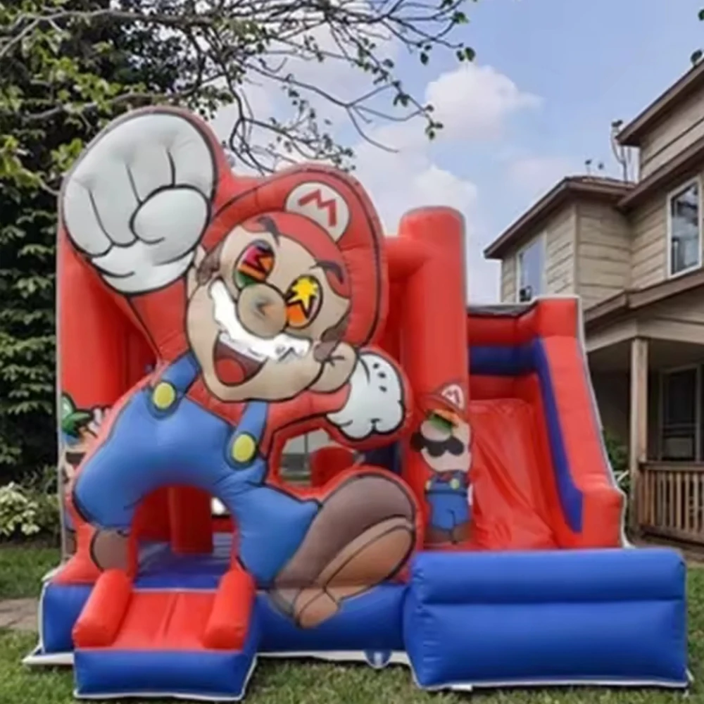 Custom Inflatable Bouncer Kids Bouncy House With Slide Combo Comic Bounce House Jump Castle With Air Blower For Outdoor Party