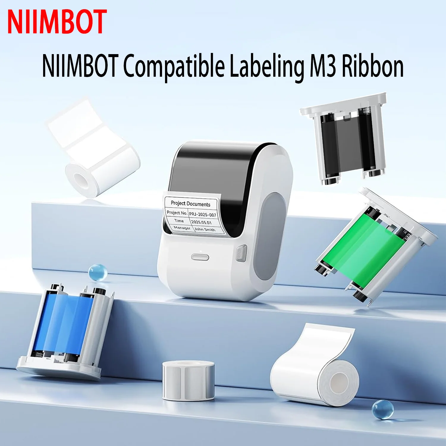 Niimbot M2/M3 Special Carbon Ribbon Label Printer Label Ribbons Barcode Label Maker Outdoor Waterproof Scratch-resistant Tag