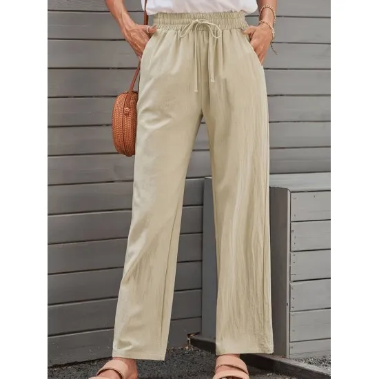 

Women's Linen Trousers with Elastic Waist