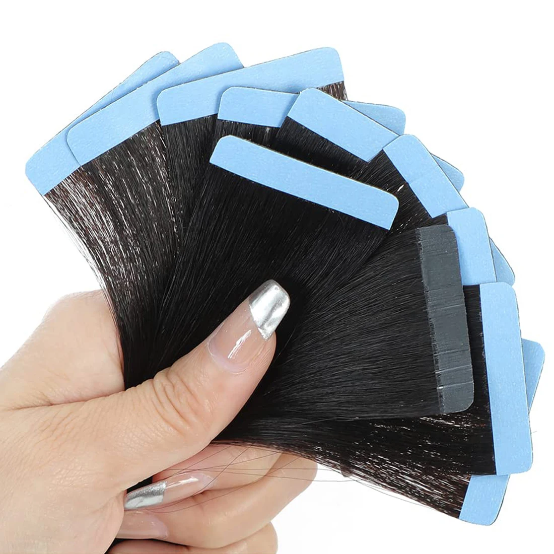 Yaki Straight Tape in Hair Extensions for Women Real Human Hair Double Sided Seamless Tape in Hair Extensions 20pcs Tape Ins