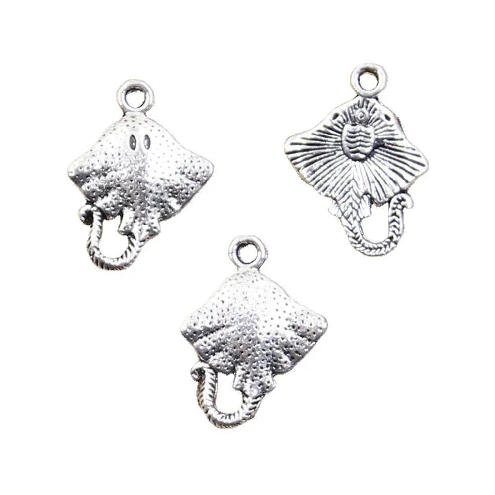 15 sztuk Charms Stingray ryby 21x13mm Antique Making wisiorek fit,Vintage tybetański srebrny kolor, ręcznie robiona biżuteria DIY — zdjęcie 2