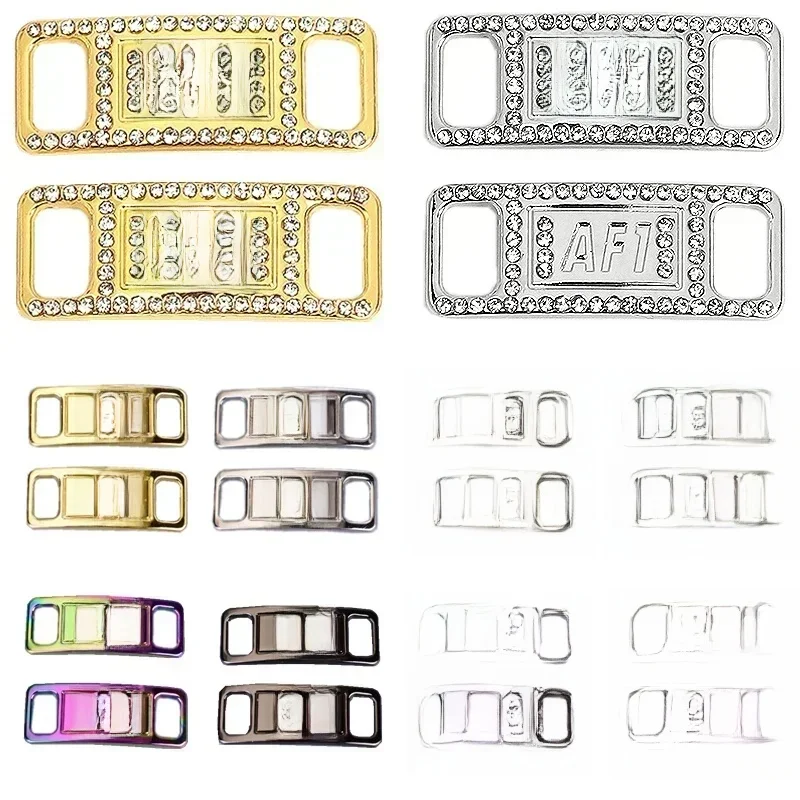 1 paire de breloques de chaussures en diamant AF1, boucle de lacets en métal de qualité, décorations Chapa Air Force One, accessoires de chaussures