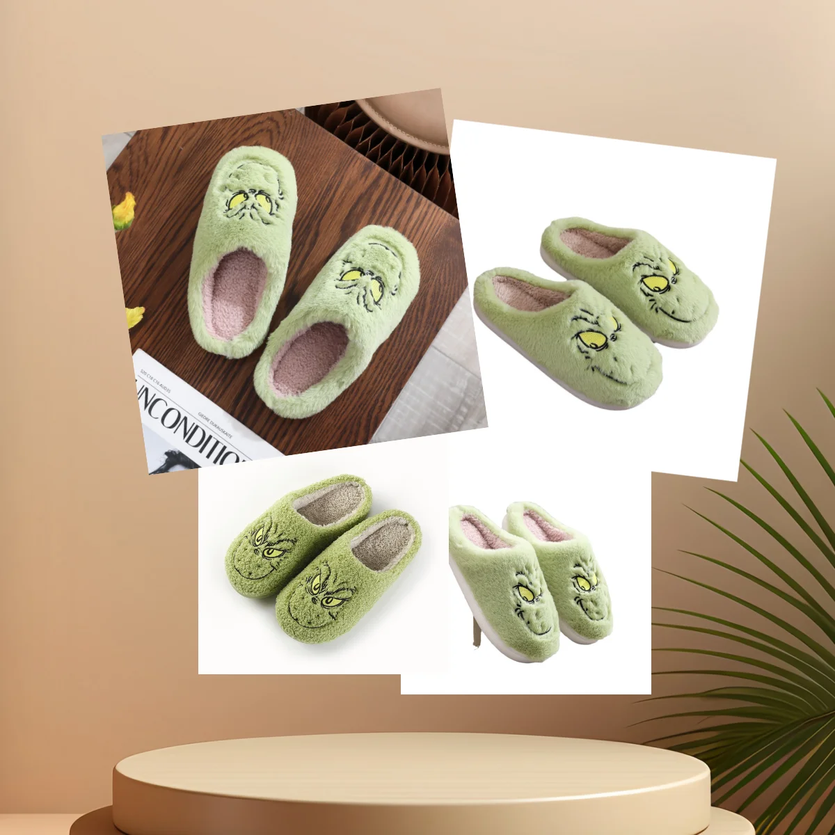 

2PCS Winter Warm Plush Home Slippers Soft Cozy Non‑Slip Indoor Shoes for Women Men Couple Household（40-41）
