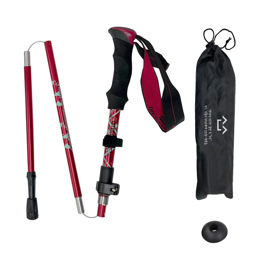 Sosso 5-layer folding Nordic walking stick 2 1 set climbing cane