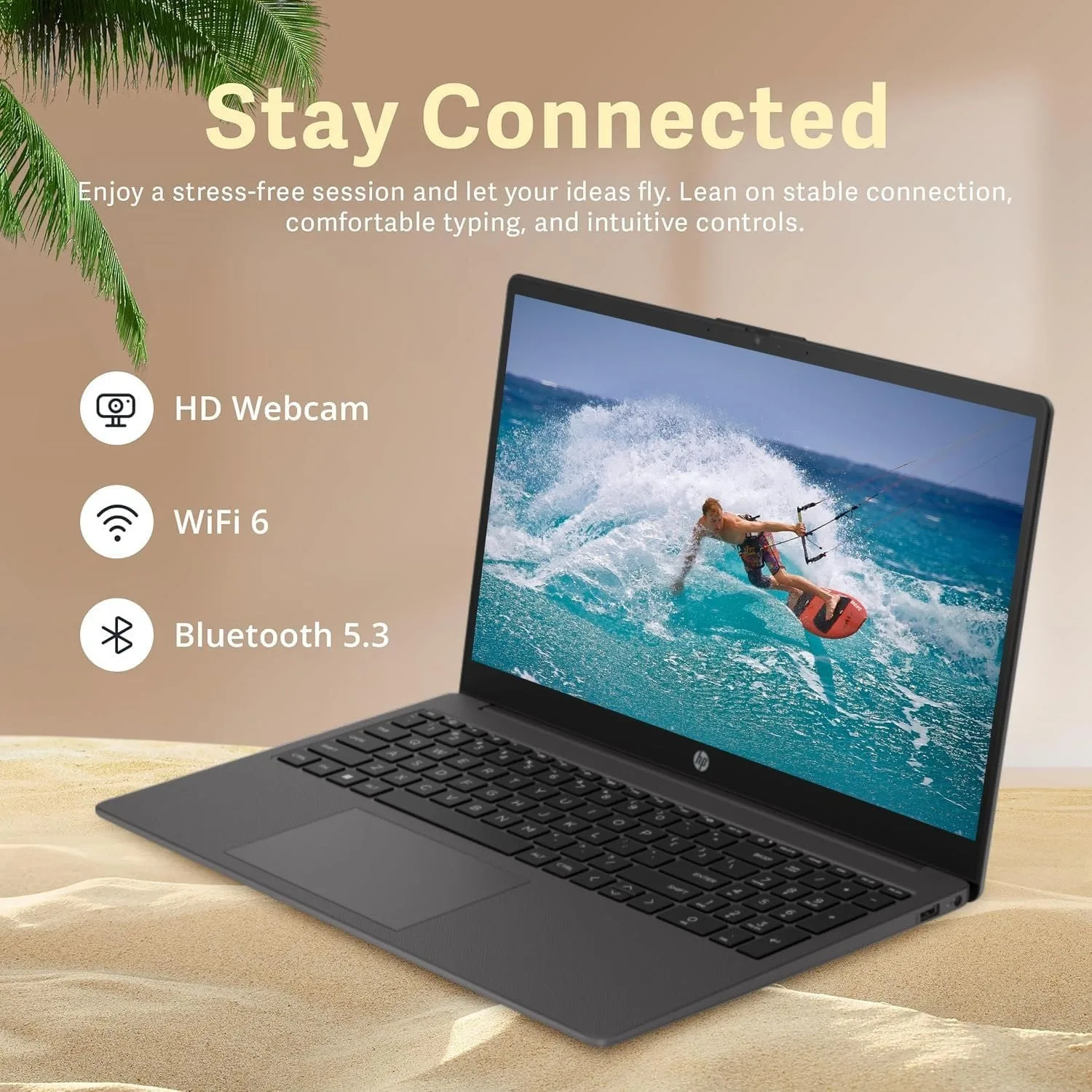 Laptop aziendale HP 255 G10 FHD da 15,6", AMD Ryzen 5 7530U, 32 GB di RAM, SSD da 2 TB, grafica AMD Radeon, Wi-Fi 6, Windows 11 Pro