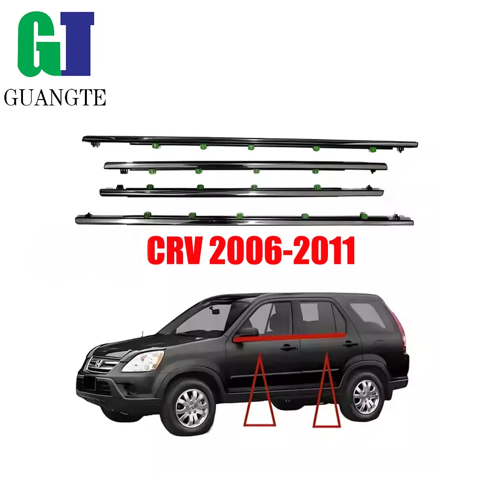 4PCS Car Chrome 2006-2011 CRV/CR-V 72450-SNA-A01 Window Weatherstrip Moulding Trim Seal Belt Outer Window Glass Seal Belts