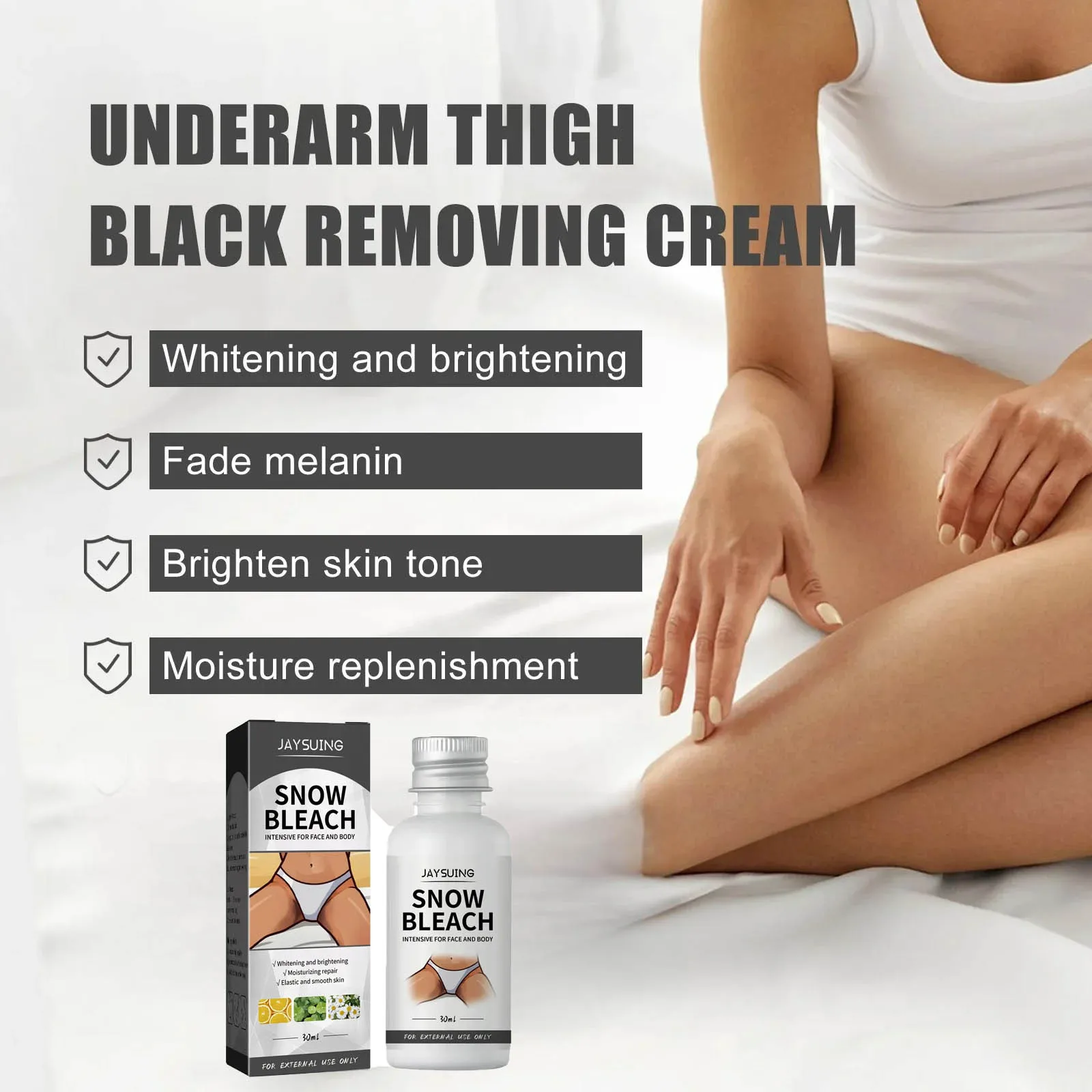 Body Whitening Bleach Cream Brighten Underarm Elbow Knees Joint Removal Intimate Parts Dark Spots Melanin Snow Bleach Cream 30ml