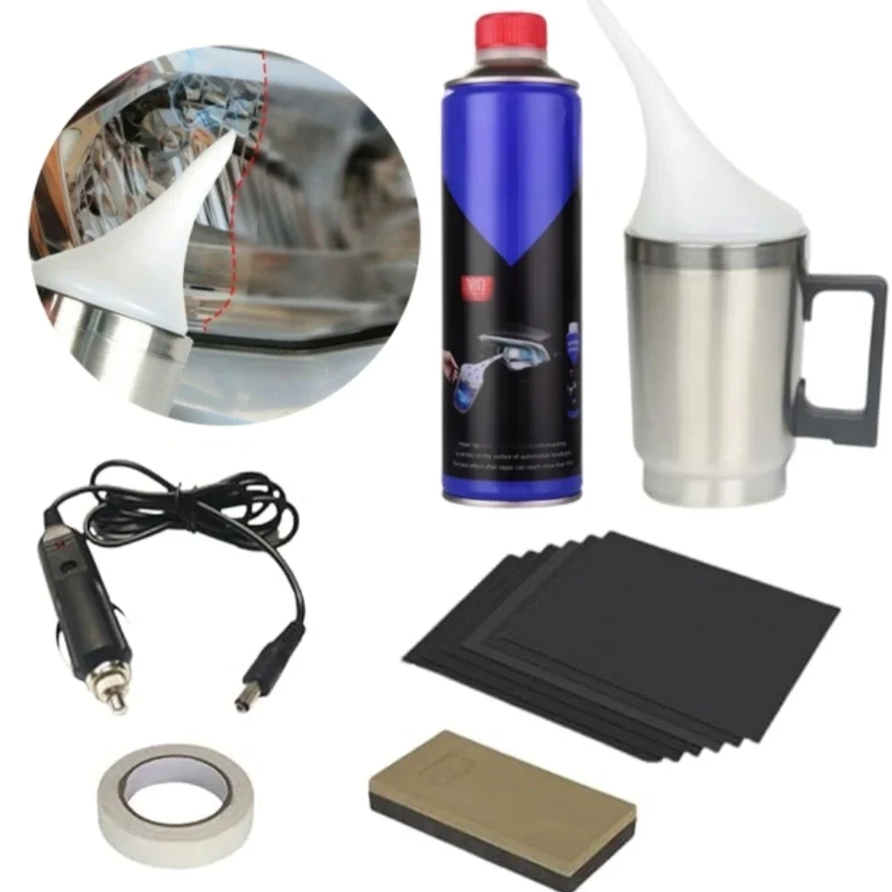 Zestaw do czyszczenia reflektorów samochodowych Besteam Vaporizer Cleaning Lamp Zestaw do naprawy reflektorów samochodowych z papierem ściernym — 2