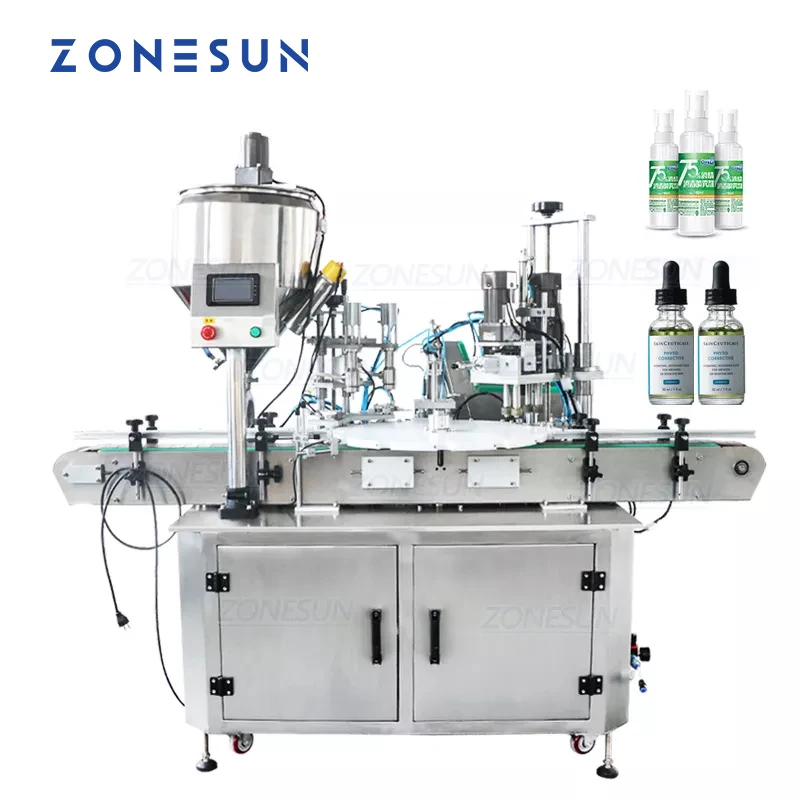 ZONESUN Filling And Capping Machine Automatic Smoke oil Cosmetic Eye Drops Spray Medicinal alcohol Bottle Small Vial Machines