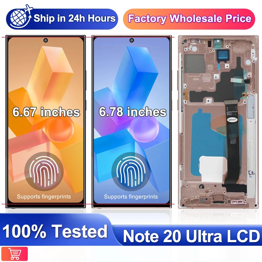 Super Amoled Note 20 Ultra Display For Samsung Galaxy Note 20 Ultra 5G LCD Display Touch note 20 ultra screen replacement parts.