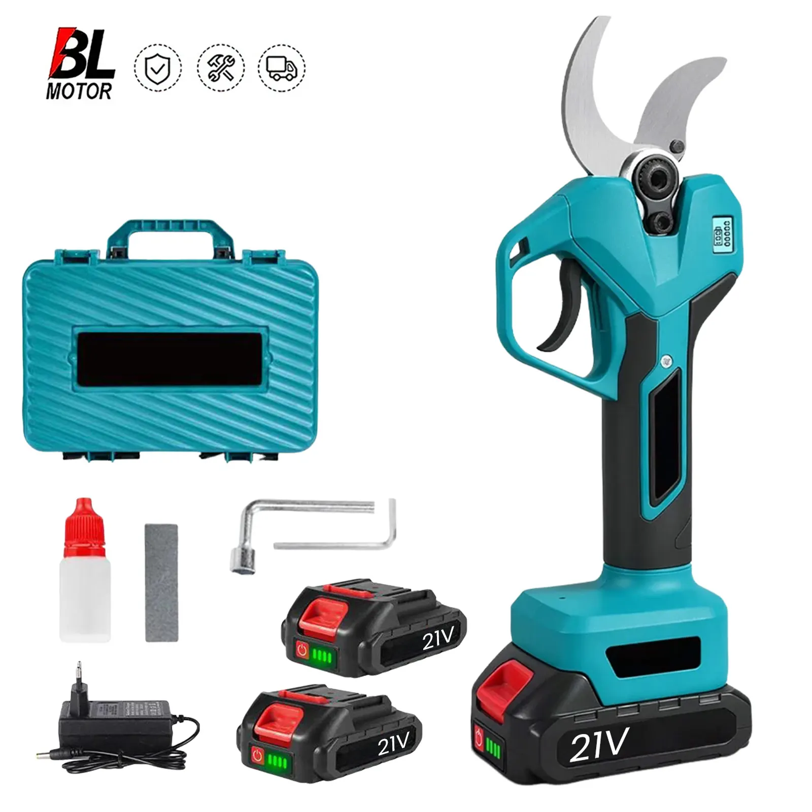 Sécateur électrique sans fil 65 mm, 2 vitesses, rechargeable, pour arbres fruitiers et bonsaïs, compatible avec batterie Makita 18V