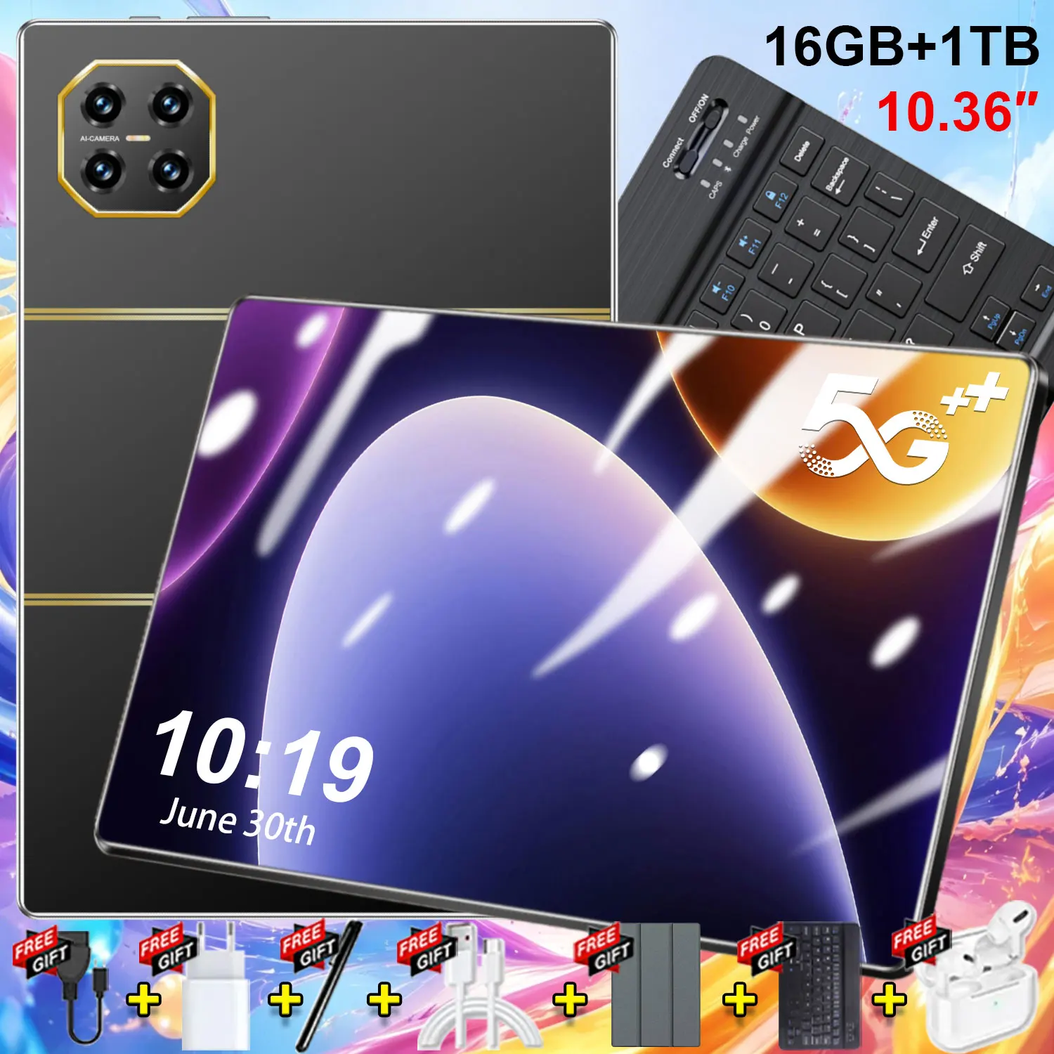Tableta Android con 16 GB de RAM, 1 TB de ROM, batería de 20000 mAh, Android 13.0, doble tarjeta SIM, procesador de 14 núcleos, Bluetooth